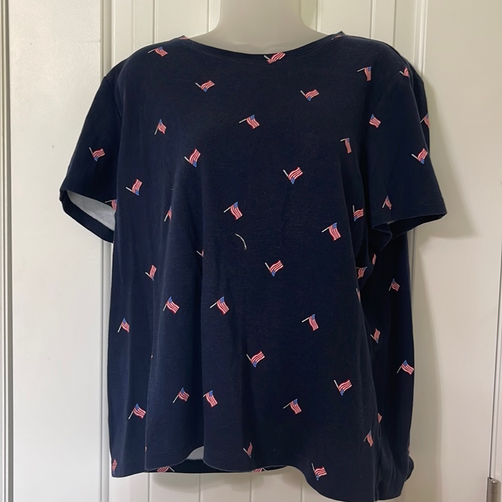 Kim Rogers Perfectly Soft 100% Cotton American Flag T-shirt. Size XL.